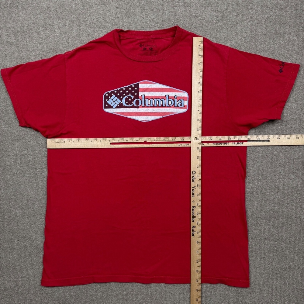Columbia Mens Shirt Red Large Short Sleeve Outdoor Outdoor Adult Fishing Hiking - Picture 4 of 7